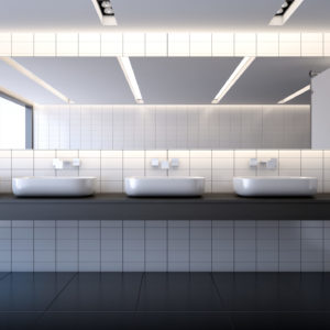 Modern bathroom with basins